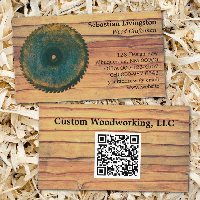 Tarjeta De Visita Rústica Circular vio la profesión de madera Código (Loking for an attention grabbing business card? Check out how easy this is to personalize as yours.)
