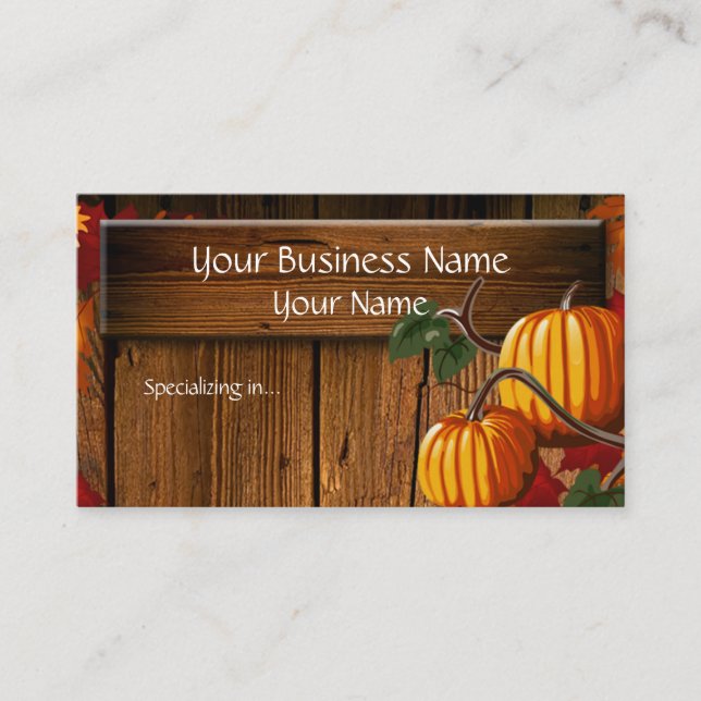 Tarjeta De Visita Rústica del parche de calabaza (Anverso)