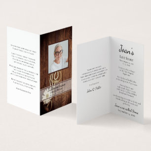 Tarjeta De Visita Rústica oración conmemorativa del funeral de la ma