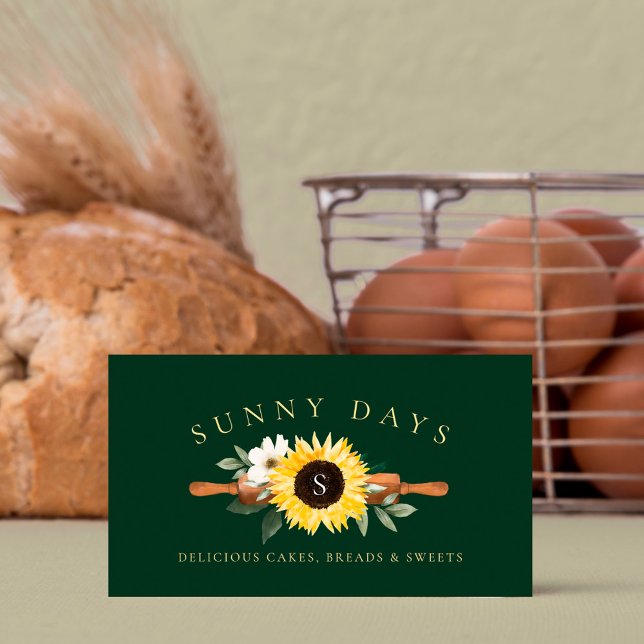 Tarjeta De Visita Rústica panadería de girasol amarillo con cuernos  (Subido por el creador)