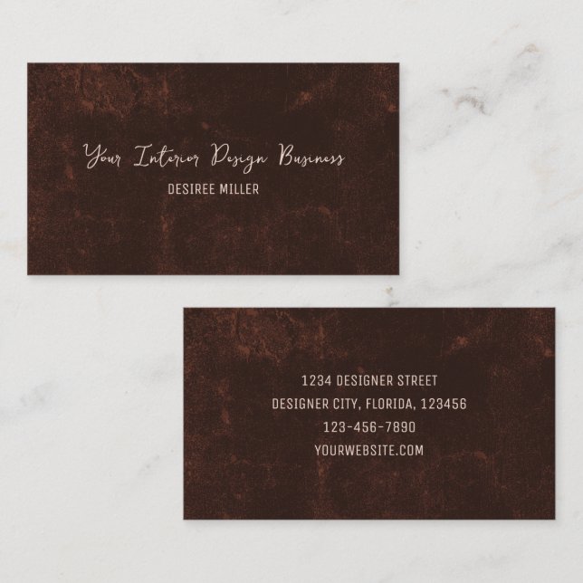 Tarjeta De Visita Rústica Rústica Textura marrón vintage (Anverso / Reverso)