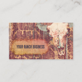 Tarjeta De Visita Rústica Textura Grunge Vintage Calavera Occidental