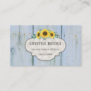Tarjeta De Visita Rústica Wood Lace Shabby Grunge Sunflower Business