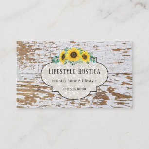 Tarjeta De Visita Rústica Wood Lace Shabby Grunge Sunflower Business