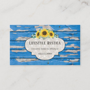 Tarjeta De Visita Rústica Wood Lace Shabby Grunge Sunflower Business