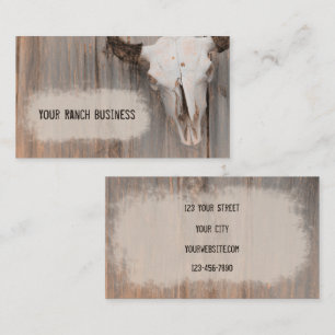 Tarjeta De Visita Rústico Arte de Esbozo de Vintage de Bull Skull