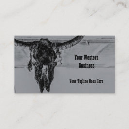 Tarjeta De Visita Rústico Black Western Cow Skull