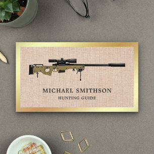 Tarjeta De Visita Rústico Burlap Sniper Rifle Gun Shop Gunsmith