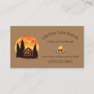 Tarjeta De Visita Rústico Cabin Campground Resort Vacaciones Alquile