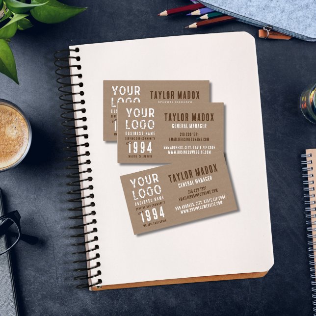Tarjeta De Visita Rústico Charm Kraft Paper Business Logo Est. Fecha (Subido por el creador)