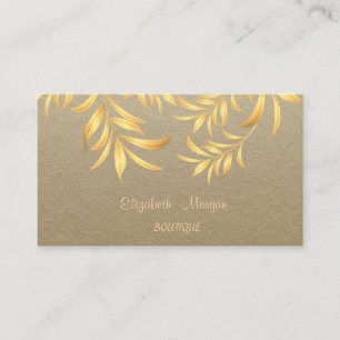 Tarjeta De Visita Rústico Elegante, Kraft, Hoja de Árbol