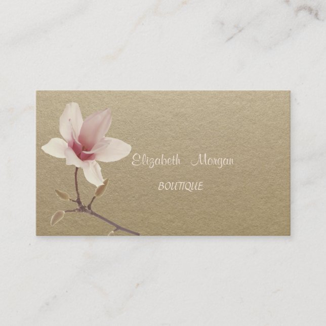 Tarjeta De Visita Rústico Elegante, Kraft, Magnolia (Anverso)