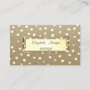 Tarjeta De Visita Rústico Elegante, Kraft, Marco Dorado, Confeti