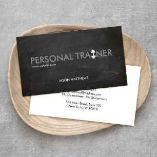 Tarjeta De Visita Rústico entrenador personal Dumbbell Logo Fitness