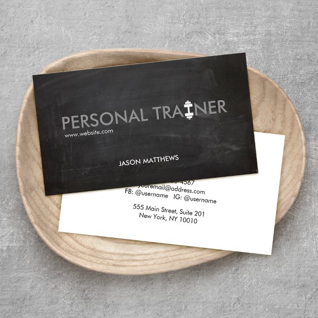 Tarjeta De Visita Rústico entrenador personal Dumbbell Logo Fitness (Subido por el creador)