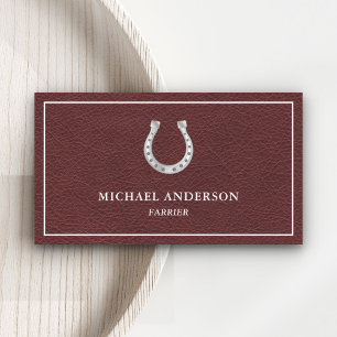 Tarjeta De Visita Rústico Farrier de cuero marrón Horseshoe