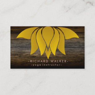 Tarjeta De Visita Rústico Gold Lotus Flor Yoga Meditación Retro