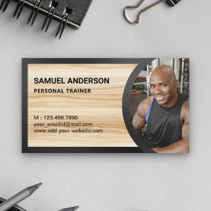 Tarjeta De Visita Rústico Grain Fitness Personal Trainer Foto