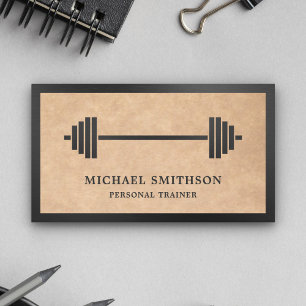 Tarjeta De Visita Rústico Kraft Barbell Fitness Entrenador Personal