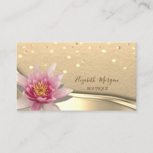 Tarjeta De Visita Rústico Kraft, Confetti de oro, Lotus acuarela