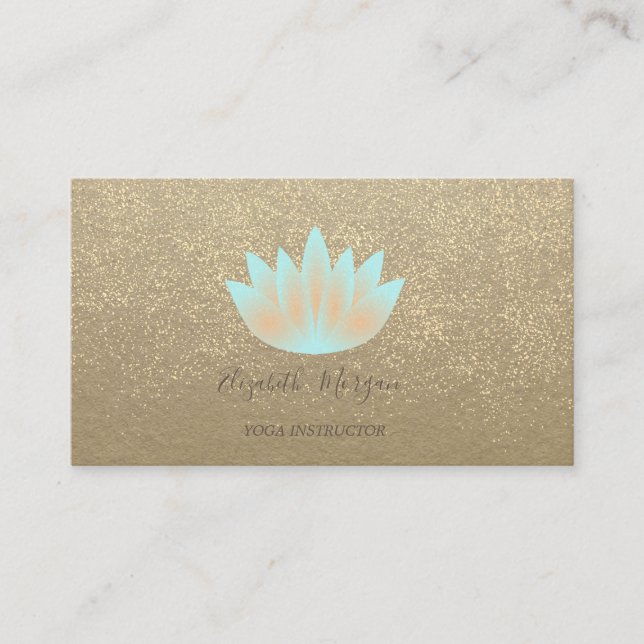 Tarjeta De Visita Rústico Kraft,Lotus,Instructor de Yoga de Confetti (Anverso)