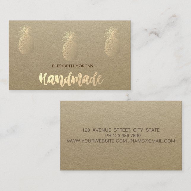 Tarjeta De Visita Rústico, Kraft, Manzanas de oro (Anverso / Reverso)