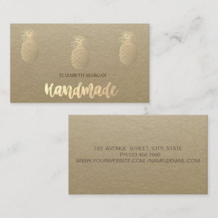 Tarjeta De Visita Rústico, Kraft, Piñas Doradas Hecho a Mano