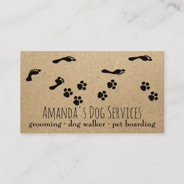 Tarjeta De Visita Rústico Mascota de sitios para perros servicios de (Anverso)