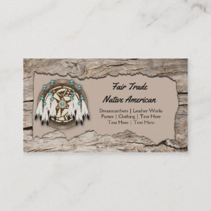 Tarjeta De Visita Rústico nativo americano Dreamcatcher Wood Cutout
