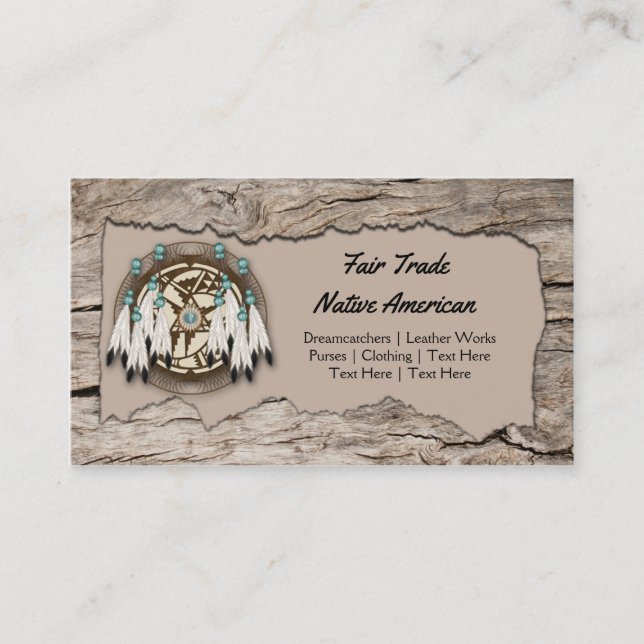 Tarjeta De Visita Rústico nativo americano Dreamcatcher Wood Cutout (Anverso)