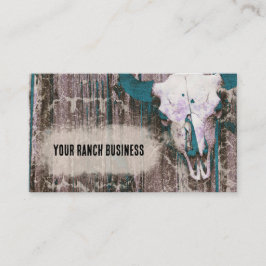 Tarjeta De Visita Rústico Oeste Oscuro Verde azulado de la textura T