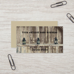 Tarjeta De Visita Rústico País Oeste Linternas de Granjas de Madera