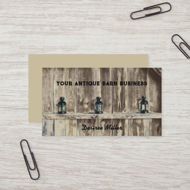 Tarjeta De Visita Rústico País Oeste Linternas de Granjas de Madera (Anverso/Reverso In Situ)