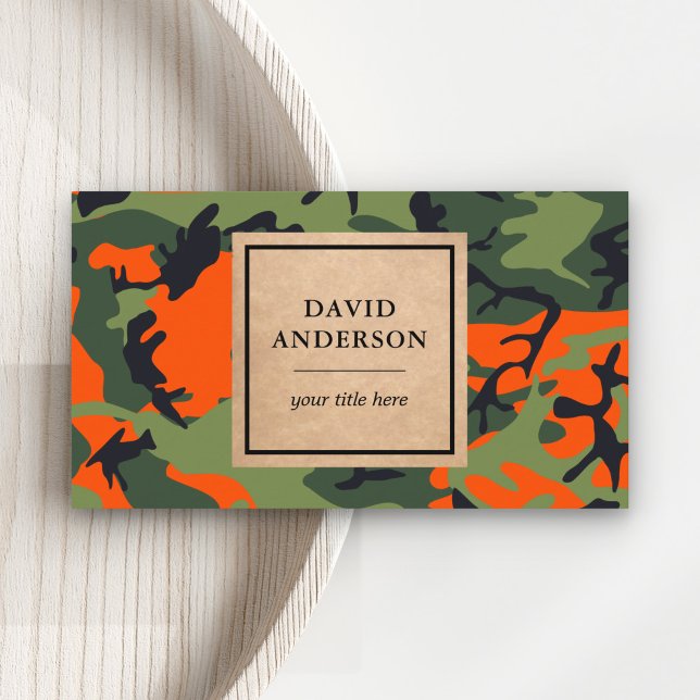 Tarjeta De Visita Rústico patrón de camuflaje Naranja de madera de K (Subido por el creador)