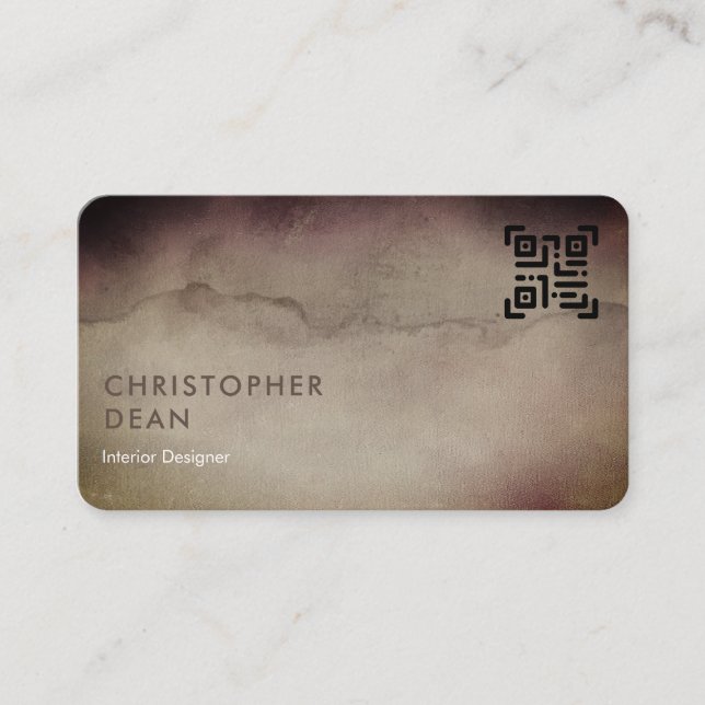 Tarjeta De Visita Rústico Profesional Brown Resumen Código QR (Anverso)