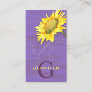 Tarjeta De Visita Rústico Purple Vintage Look Sunflower