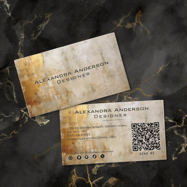 Tarjeta De Visita Rústico Purpurina de marfil-oro Abstract Professio (Elegant Ivory Gold Glitter Abstract Professional Business Card)