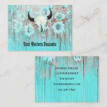 Rústico Verde azulado Cráneo De Toro Occidental Gi