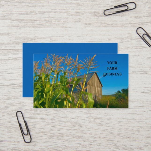 Tarjeta De Visita Rústico y antiguo granero azul Verde Granja (Anverso/Reverso In Situ)