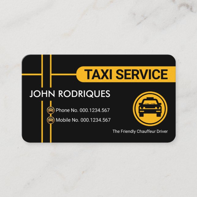 Tarjeta De Visita Rutas de coches en taxi amarillo Crisscross (Anverso)