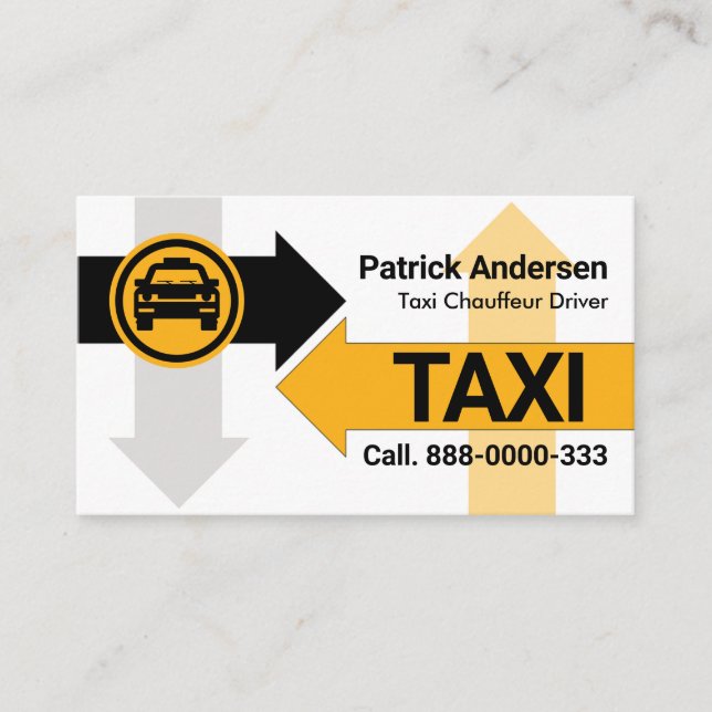 Tarjeta De Visita Rutas de flecha de taxi direccional (Anverso)
