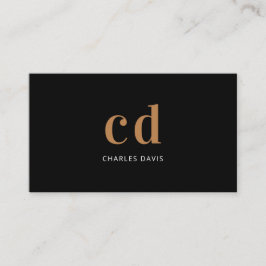 Tarjeta De Visita Rutas de monograma de oro negro elegante minimalis