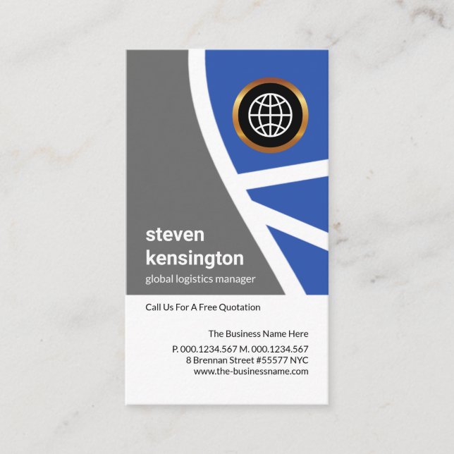 Tarjeta De Visita Rutas de topografía azul gris Transporte logístico (Anverso)