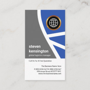 Tarjeta De Visita Rutas de topografía gris azul Transporte logísti