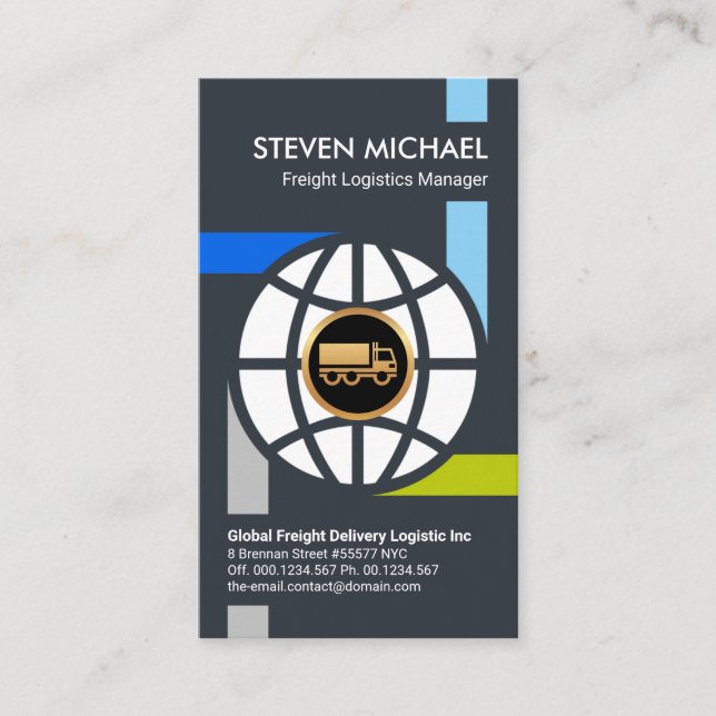 Tarjeta De Visita Rutas logísticas de transporte global Entrega de m (Anverso)