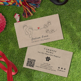 Tarjeta De Visita Rutic Cute Paw Imprimir Pies Humanos Paseando Perr