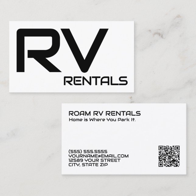 Tarjeta De Visita 🚐 RV Rentals Personalizado QR (Anverso / Reverso)