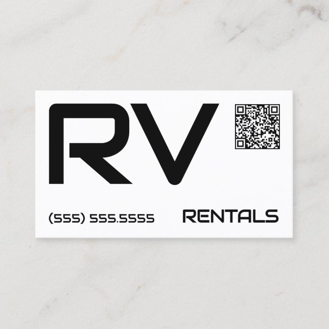 Tarjeta De Visita 🏕️ RV Rentals Personalizado QR (Anverso)