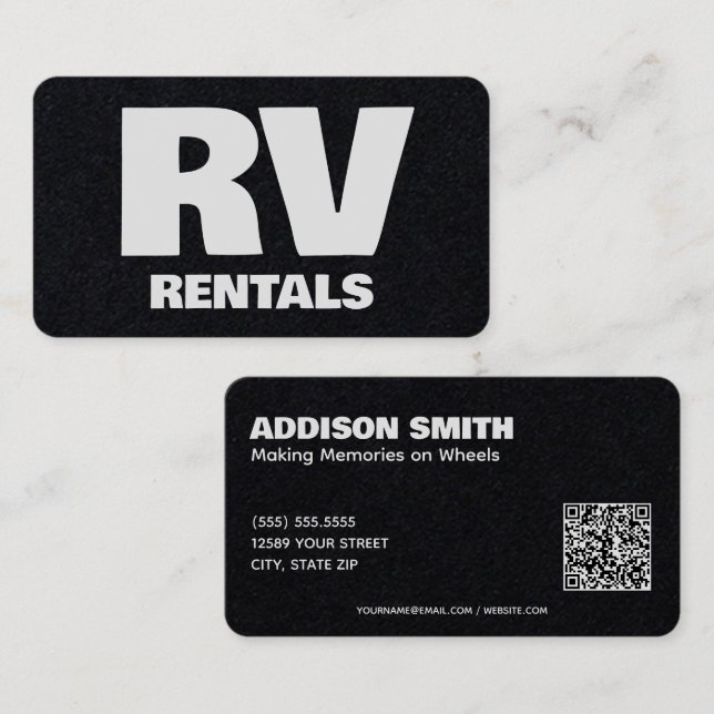 Tarjeta De Visita RV Rentals Personalizado QR Premium (Anverso / Reverso)