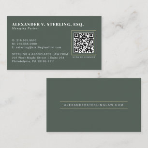 Tarjeta De Visita Sabio Código QR Dorado Verde Profesional Moderno